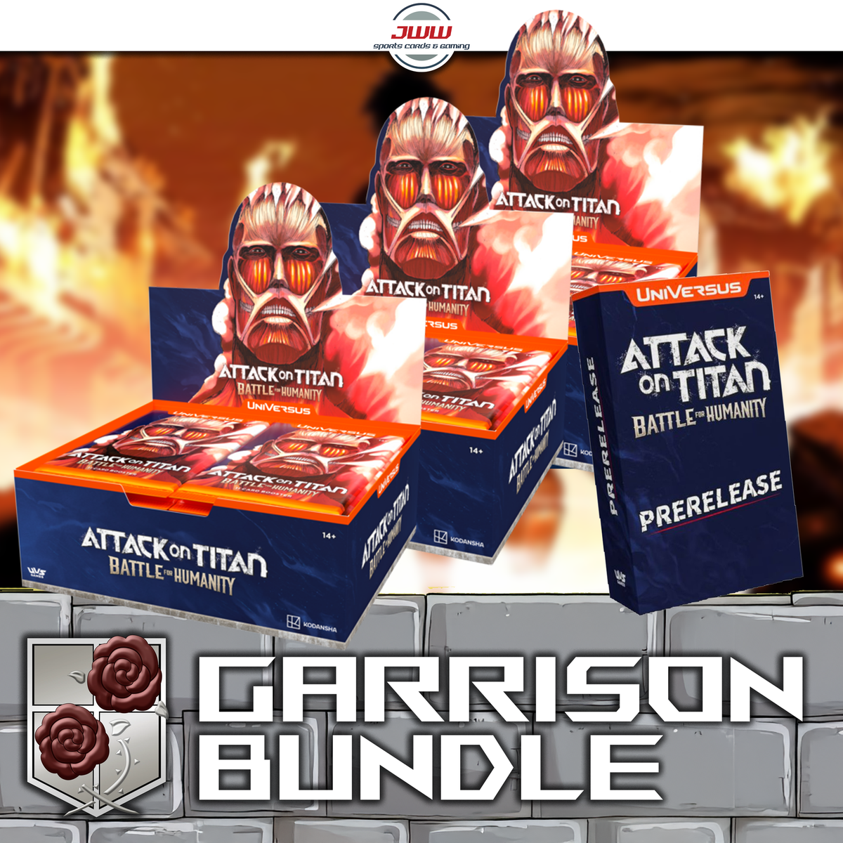 UniVersus Attack on Titan Battle for Humanity Garrison Bundle (3x Booster Box, 1x Prerelease Kit)