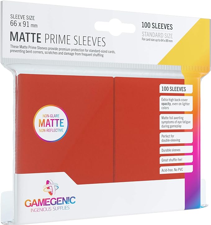 Gamegenic Matte Prime Sleeves - Red (100ct)