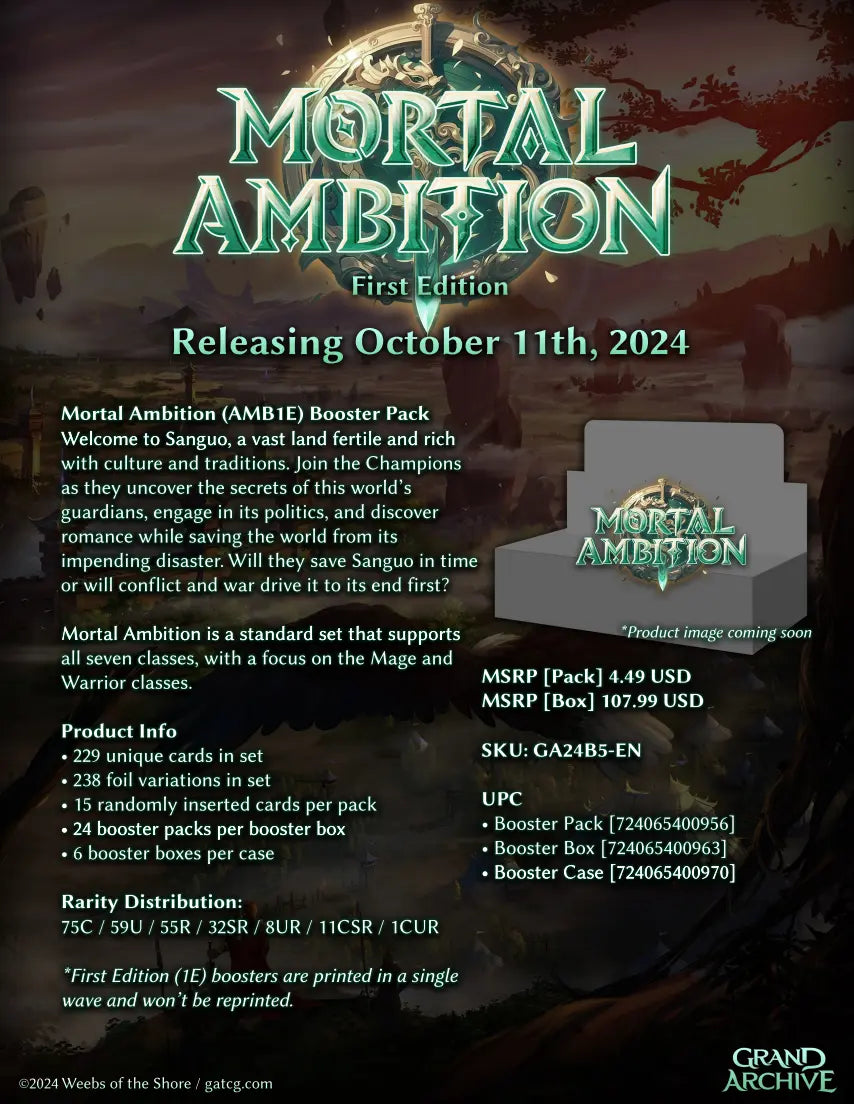 Grand Archive Mortal Ambition First Edition Booster Case (6 Booster Boxes)